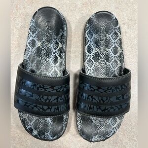 Adidas Black and Gray Snake Print Slides